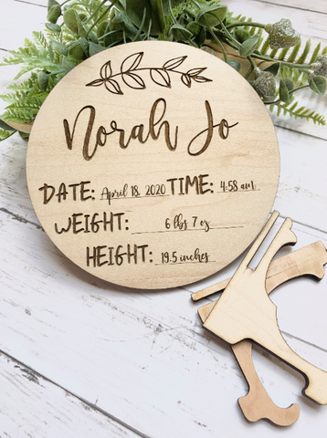 Engraved Baby Announcement