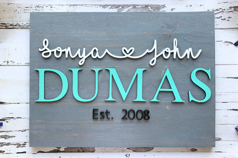 Last Name with Connected First Names - Rectangle