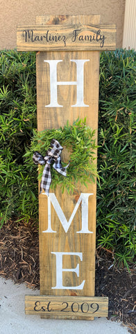 Porch Sign: Home with Wreath
